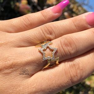 Star Cuff Ring • Gold Plated Brass